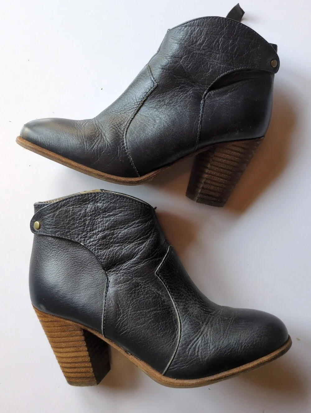 Boden Leather Bootie Boots Womens Sz 36 Navy Side Zipper